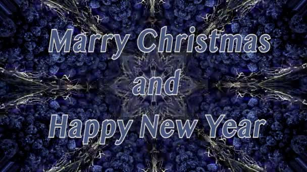 Boldog Karácsonyt Boldog Évet Szavak Kék Színű Kék Villogó Háttér — Stock videók
