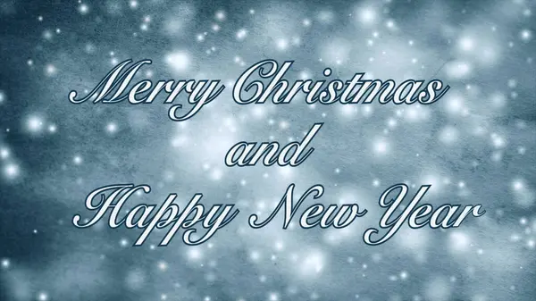 メリークリスマスとハッピーニューイヤーは 白と青のスポットとアニメーション雪で紙の背景に文字をデザインします テキストバックグラウンド ロイヤリティフリーのストック写真