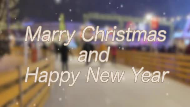 Καλά Χριστούγεννα Και Ευτυχισμένο Νέο Έτος Λέξεις Σχέδιο Γράμματα Θολή — Αρχείο Βίντεο