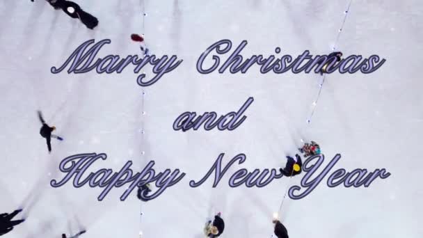 Καλά Χριστούγεννα Και Ευτυχισμένο Νέο Έτος Λέξεις Σχέδιο Γράμματα Πολλοί — Αρχείο Βίντεο