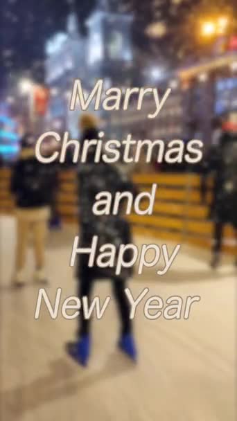 Merry Christmas Happy New Year Words Letters Design Blurred Background — Stock Video