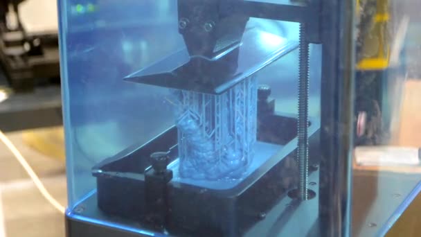 Printer Working Process Printing Stereolithography Photopolymerization Sla Additive Manufacturing Technology — Stock Video