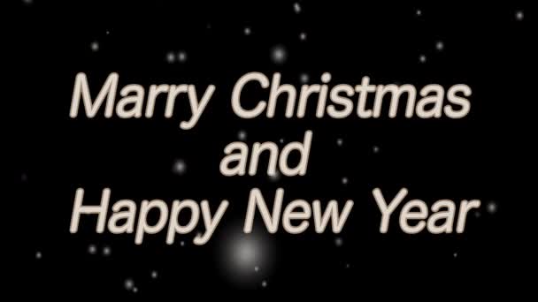 Рождеством Новым Годом Дизайн Слова Письма Черном Фоне Синие Буквы — стоковое видео