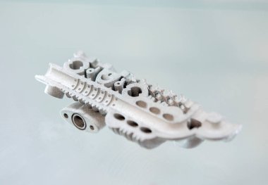 Metal madde, metal tozundan 3D yazıcıya basılmış. Metal tozundan 3D yazıcıda üretilen bir model. Metal Jet teknolojisi. Yeni modern 3D baskı teknolojileri. Katkı sağlayan yenilikçi teknoloji. Kavram