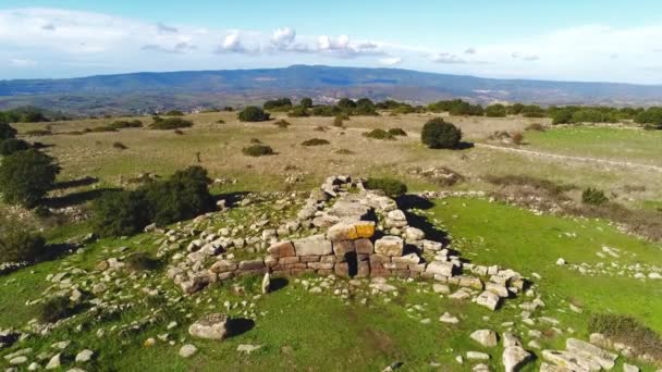 Grób Olbrzymów Sardynii Sardegna Włochy Duży Megalit Kamień Stojący Dziedzinie — Wideo stockowe