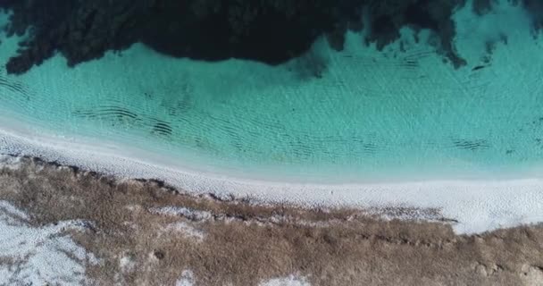 Aerial View Crystalline Waters Sea Arutas Beach Sardinia — Stock Video