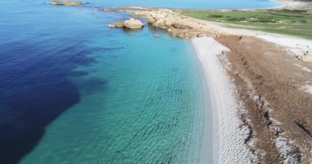 Aerial View Crystalline Waters Sea Arutas Beach Sardinia — Vídeo de stock