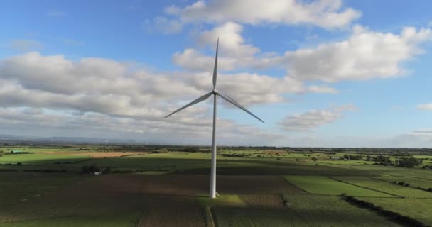 Wind Turbines Beautiful Blue Sky Wind Farm Plain Southern Sardinia — Stockvideo