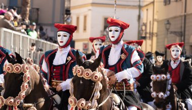 Traditional mask of the horse Sartiglia race,  Su componidori  clipart