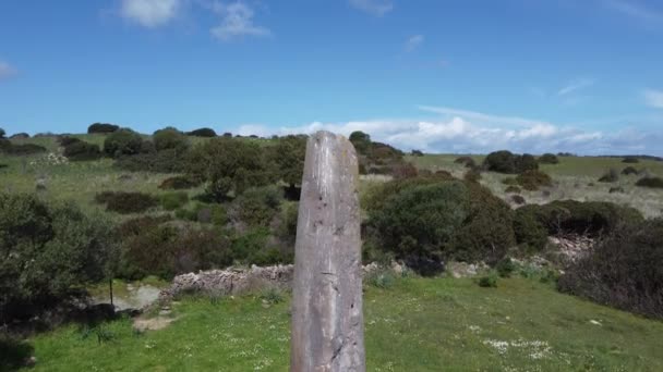 Pandangan Udara Dari Nekropolis Forrus Dan Menhir Monte Corru Tundu — Stok Video