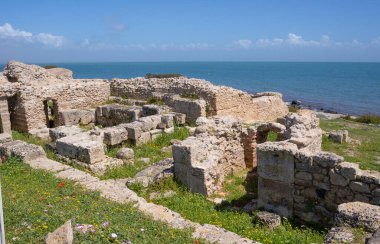 ruins of Tharros, an ancient Phoenician city in the Sinis peninsula in Cabras in central Sardinia clipart