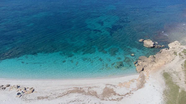 Letecký Pohled Krystalické Vody Moře Arutas Mari Ermi Pláž Sardinii — Stock fotografie