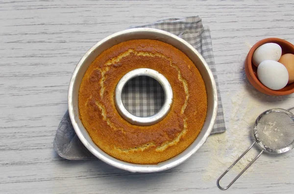 stock image Homemade donut with coconut with eggs and flour, tupic Italian dessert