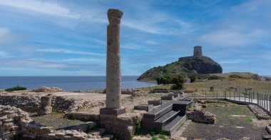 Ancient ruins of Nora on Sardinia in Italy clipart