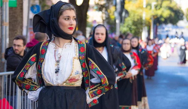 stock image SASSARI, ITALY - May 19th, 2019 - feast of the Sardinian horse ride of Sassari, parade of typical Sardinian costume