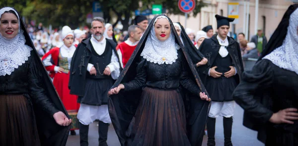萨萨里 意大利 2019年5月19日 萨里西亚骑马节 典型的萨里西亚服装游行 — 图库照片