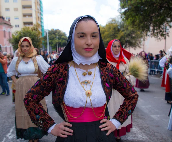 Stock image SASSARI, ITALY - May 19th, 2019 - feast of the Sardinian horse ride of Sassari, parade of typical Sardinian costume