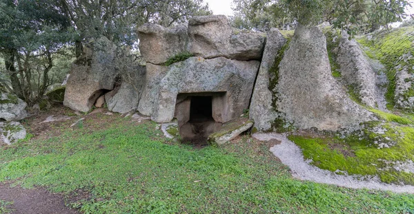 stock image Domus de Janas necropolis Ludurru - fairy house, prehistoric stone structure typical of Sardinia