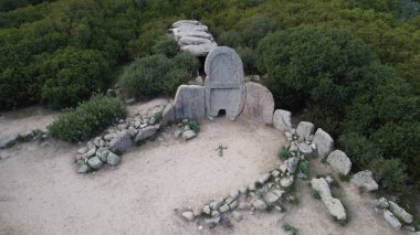 Giants' grave of Coddu Vecchiu built during the bronze age by the nuragic civilization, Doragli, Sardinia, Ital clipart