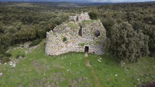 Aerial View Nuraghe Loelle Nuragic Archaeological Site Located Municipality Buddus — Stock Video