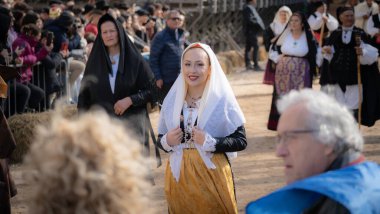 Oristano, Sardinya, İtalya - 9 Şubat 2024 - Sartiglia karnaval yarışı - bir yıldız yarışı