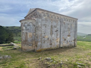 Church of San Nicola di Trullas, medieval church in Semestene in central Sardinia clipart
