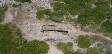 Tomb of the Nuragic Giants cuccuru mannu in Cabras central sardinia clipart