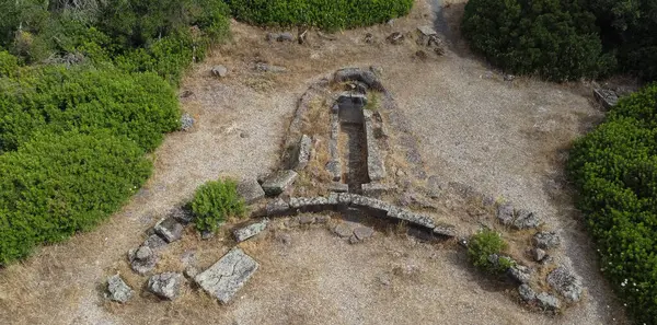 stock image tomb of the giants and Iloi nuraghe in Sedilo in central Sardinia