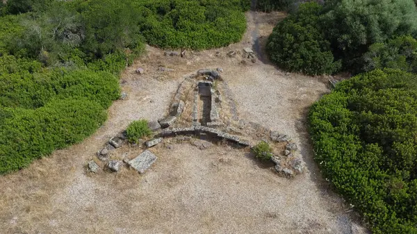 stock image tomb of the giants and Iloi nuraghe in Sedilo in central Sardinia