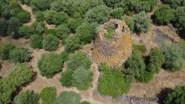 Nuraghe Crabia, Bauladu. It is a beautiful double-storey single tower, aerial view clipart