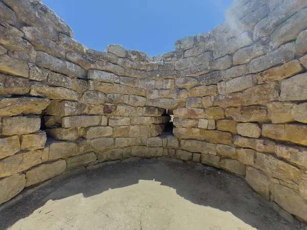 stock image Nuraghe Piscu, Suelli, consists of a truncated cone tower and is one of the most beautiful nuraghi