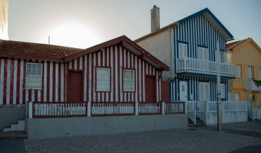 Costa nova Renkli Çizgili Balıkçıların Evleri veya Palheiro Costa Nova, Aveiro