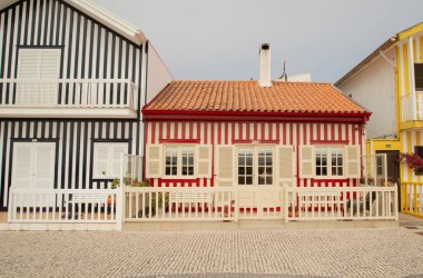Costa nova Renkli Çizgili Balıkçıların Evleri veya Palheiro Costa Nova, Aveiro