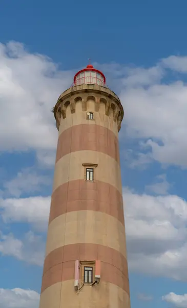 stock image Lighthouse da barra de Aveiro  Lighthouse in the coast of Aveiro, Portugal