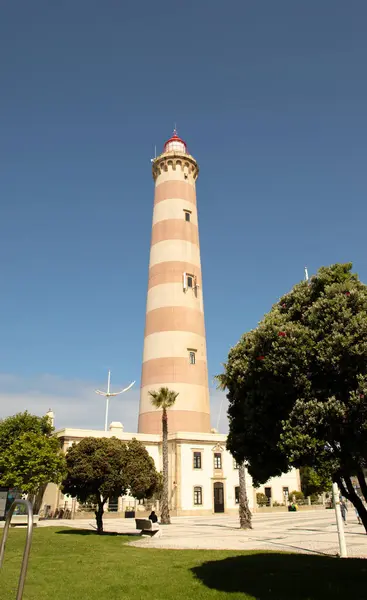 stock image Lighthouse da barra de Aveiro  Lighthouse in the coast of Aveiro, Portugal