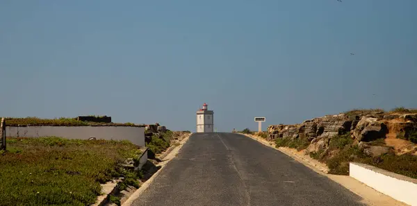 stock image Cape Carvoeiro lighthouse and cliff Cape Carvoeiro, Peniche Portugal