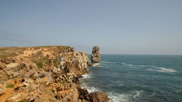 stock image Cape Carvoeiro lighthouse and cliff Cape Carvoeiro, Peniche Portugal