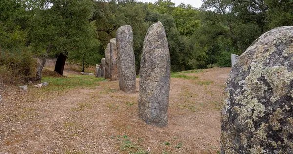 stock image megalithic menhirs arise in the nuragic village of biru and concas