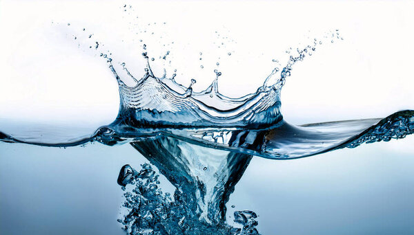 blue water splash isolated on white background