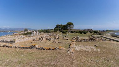 ruins of Nora, ancient Roman Punic city, Pula, southern Sardinia clipart