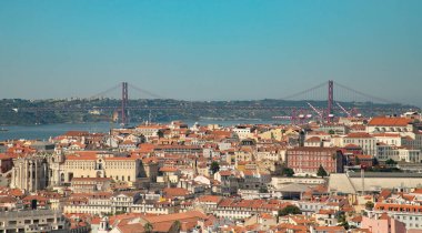 Lizbon, Portekiz - 07 Temmuz 2024; Lizbon şehri manzarası ve ana gösteriler