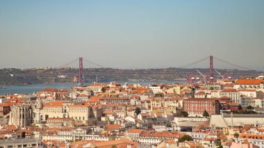 Lizbon, Portekiz - 07 Temmuz 2024; Lizbon şehri manzarası ve ana gösteriler