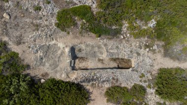 Su Cuccuru Mannu Bölgesi Sardunya 'nın Nuragic Mezarı Hava Görüntüsü