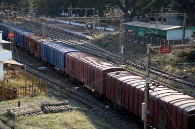 goods train passing from railway station (Indian Railway)