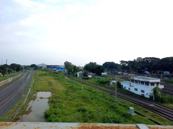 Vista Areal Estrada Ferroviária Índia — Fotografia de Stock