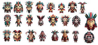 Yerel Amerikan karakterleri çizim tasarımı.