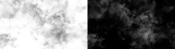Siyah arka planda siyah beyaz bir duman bulutu. Tasarım ögesi.