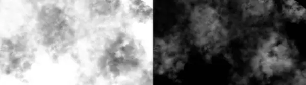 Siyah arka planda siyah beyaz bir duman bulutu. Tasarım ögesi.