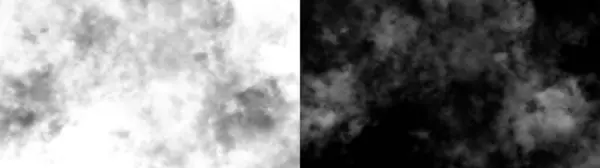 Beyaz arka planda izole edilmiş siyah beyaz duman kümesi. Duman bulutları.