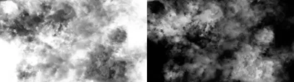 Beyaz arka planda izole edilmiş siyah beyaz duman seti. Duman dokusu.